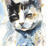 Calico cat ink and watercolor